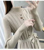 Hot Semi-High Collar Lace Temperament Autumn and Winter Dress