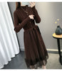 Hot Semi-High Collar Lace Temperament Autumn and Winter Dress