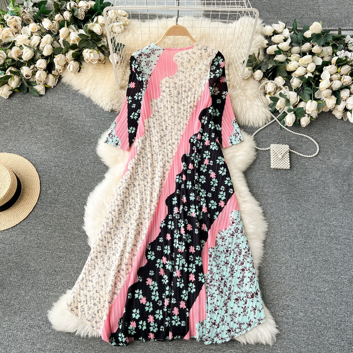 Accessible Luxury Sanzhai Ruched Elegance Elastic Print Dress