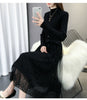 Hot Semi-High Collar Lace Temperament Autumn and Winter Dress