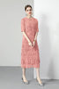 Sanzhai Pleated Spring and Autumn European and American Style Long-Sleeved Dress