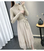 Hot Semi-High Collar Lace Temperament Autumn and Winter Dress