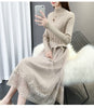 Hot Semi-High Collar Lace Temperament Autumn and Winter Dress