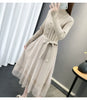 Hot Semi-High Collar Lace Temperament Autumn and Winter Dress