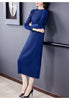 Sanzhai Pleated Spring and Autumn European and American Style Long-Sleeved Dress