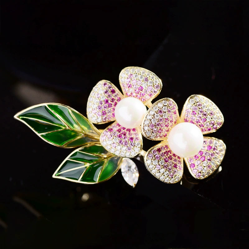 Korean Style Micro Inlaid Zircon Flower Corsage Fashion New Suit Coat Pin Accessories Elegant Magnolia Brooch for Women