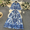 Women's European Style Long Dress Pleated Skirt Heavy Industry Beads