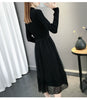 Hot Semi-High Collar Lace Temperament Autumn and Winter Dress