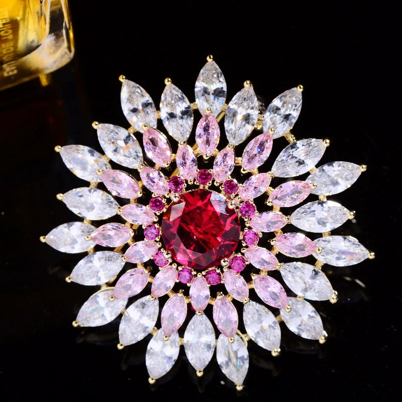 Korean Style Micro Inlaid Zircon Flower Corsage Fashion New Suit Coat Pin Accessories Elegant Magnolia Brooch for Women