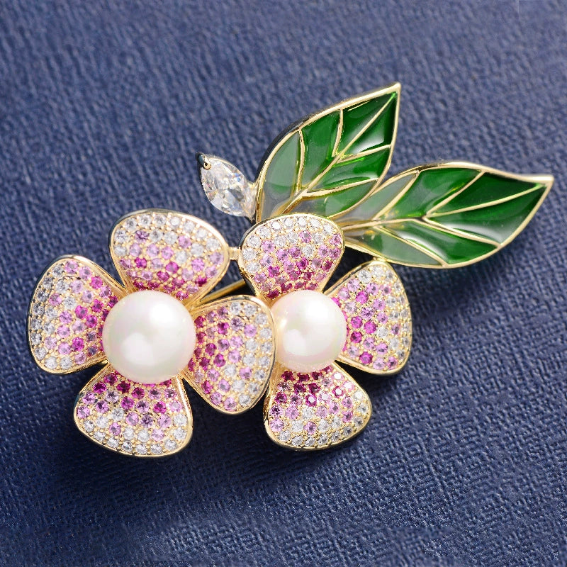 Korean Style Micro Inlaid Zircon Flower Corsage Fashion New Suit Coat Pin Accessories Elegant Magnolia Brooch for Women