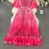 Women's European Style Long Dress Pleated Skirt Heavy Industry Beads