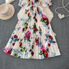 Fancy Accessible Luxury Socialite Stand-up Collar Cinched Slim Looking A- line Printed Pleated Dress Elegant Dress