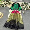 Women's European Style Long Dress Pleated Skirt Heavy Industry Beads