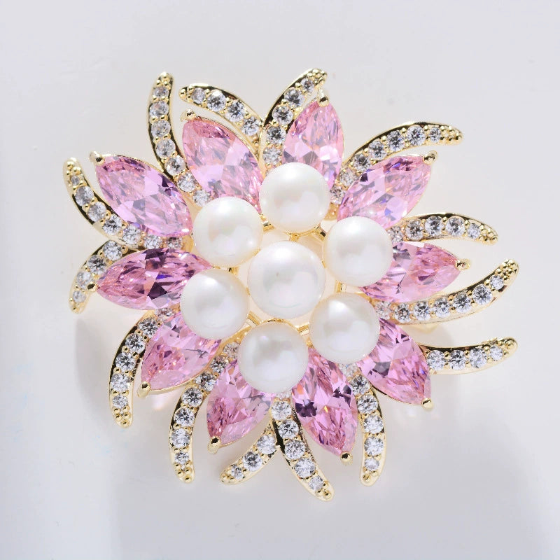 Korean Style Micro Inlaid Zircon Flower Corsage Fashion New Suit Coat Pin Accessories Elegant Magnolia Brooch for Women