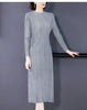 Sanzhai Pleated Spring and Autumn European and American Style Long-Sleeved Dress