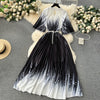 Women's European Style Long Dress Pleated Skirt Heavy Industry Beads