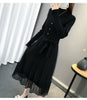 Hot Semi-High Collar Lace Temperament Autumn and Winter Dress