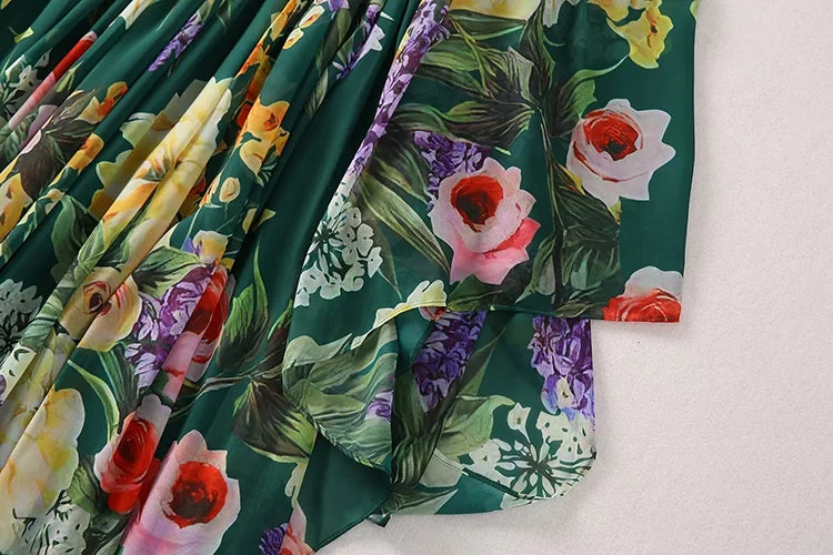 LD LINDA DELLA New Fashion Designer Spring Maxi Dress Women Vacation Flower print Vintage Long Loose Dress