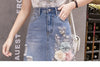 Summer Retro Ripped Hole Embroidered Denim Skirt Female Loose High Waist Three-Dimensional Flower Bag Hip Mid Skirt Women 2023