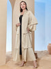 Fashion Patchwork Satin Cardigan Dress Women's Elegant Solid Lace-up Maxi  Dress  Kimono Robe Femme