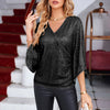 Grace Karin Fashion Women's Sparkle Sequin Party Blouse Tops Shimmer Glitter 3/4 Slit Sleeve Dressy Tops For Women Party Tunic