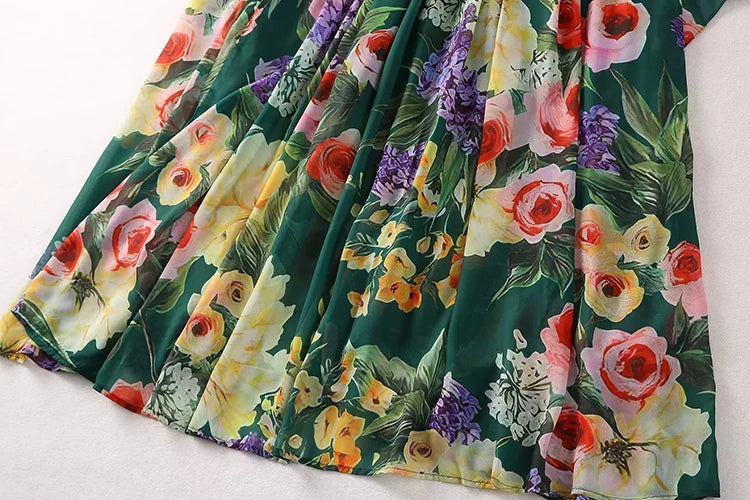 LD LINDA DELLA New Fashion Designer Spring Maxi Dress Women Vacation Flower print Vintage Long Loose Dress