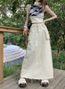 Y2K High Waist Drawstring Cargo Skirt Women Korean Split Midi Skirt Female Fashion Streetwear Solid Big Pocket A Line Skirts