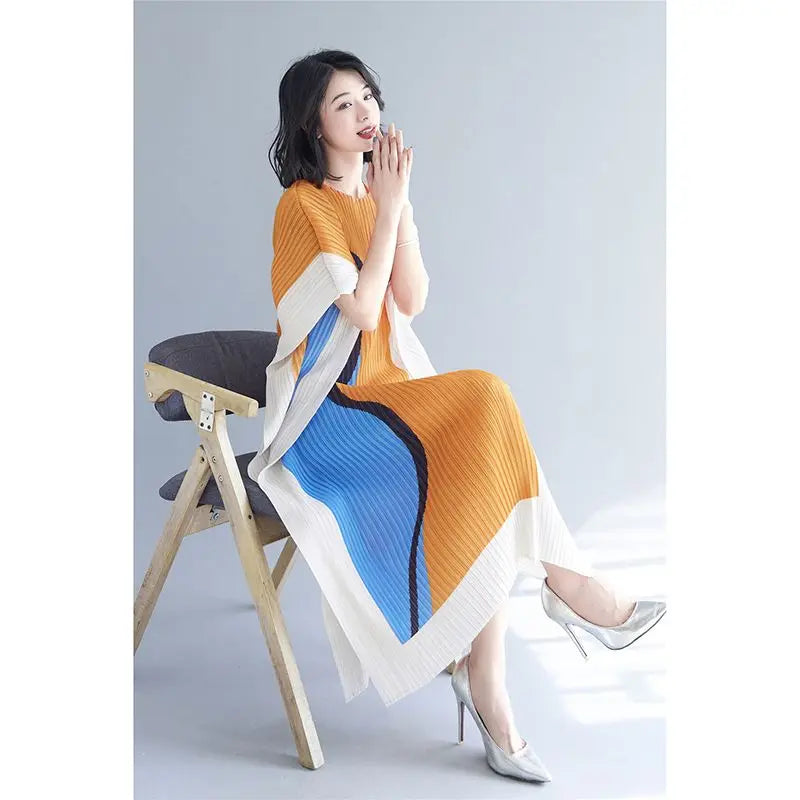 Korejepo Wrinkled 2024 New Summer Dresses Fashion Age Reducing French Dress Design Light Mature Style Temperament Long Vestido