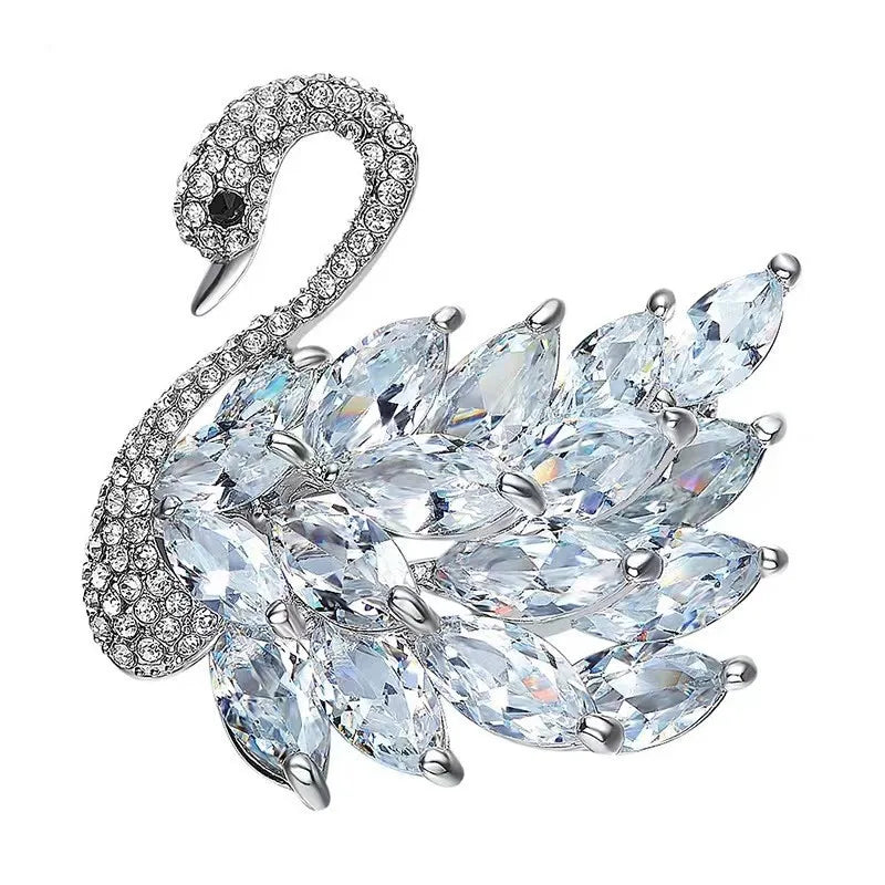 Elegant Crystal Swan Brooch for Women and Girls - Sparkling Rhinestone Animal Pin