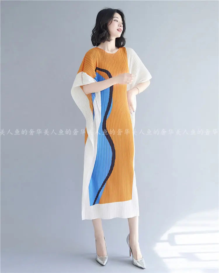 Korejepo Wrinkled 2024 New Summer Dresses Fashion Age Reducing French Dress Design Light Mature Style Temperament Long Vestido