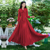 Beach Chiffon Dress Women's  Spring Summer New V-Neck Slim Chic Bohemian Dresses Mid-Waist Big Swing Long Party Vestidos Lady