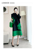 Pleats Original Pleated Color Blocking French Long-sleeved Dress Spring Autumn Women 2023 Temperament Women's Beaded Loose Skirt