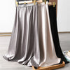 2024 Summer Elegant Ladies Club Maxi Skirt Korean Style Elastic Waist Satin Silk Skirts for Womans Plus Size Solid Skirt 6XL 7XL