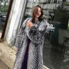 Silver Fox Fur Trench Coat Women's Thick Warm Winter Clothes Faux Fur Coat Long Fluffy Jacket Furry Outerwears Female Overcoat