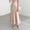 Summer Maxi Skirts VONDA Elegant Satin Women High Waist Solid Color Bottoms 2023 Pleated Casual Loose Streetwear Long Skirts