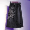 Stylish Denim Skirt,For Women's Clothes,Spring Autumn Casual Embroidered Floral High Waist Wrapped Hip Jeans Skirts