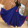 Women Chiffon Long Skirt A-Line Skirts Women Elastic High Waist Maxi Skirts Elegant Solid Skirts