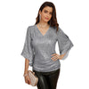 Grace Karin Fashion Women's Sparkle Sequin Party Blouse Tops Shimmer Glitter 3/4 Slit Sleeve Dressy Tops For Women Party Tunic