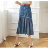 JXMYY 2024 Spring And Autumn Fashion New Large Size High Waist All-Match Women's Denim Skirt Stitching Midi Skirt