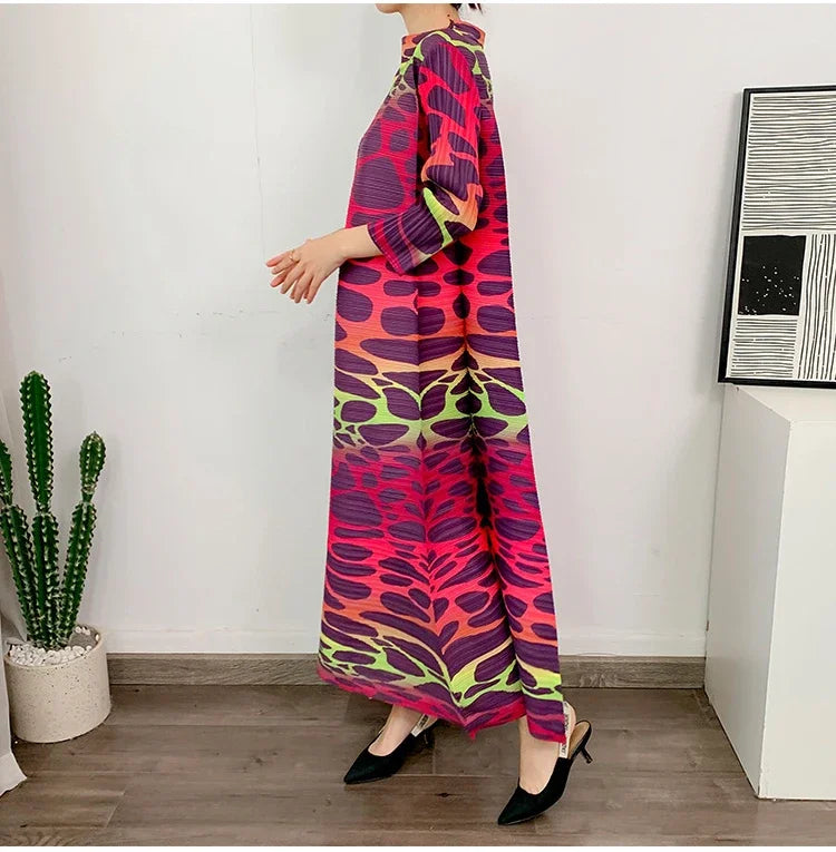 Printed Long Sleeved Dresses Elegant Women Clothing