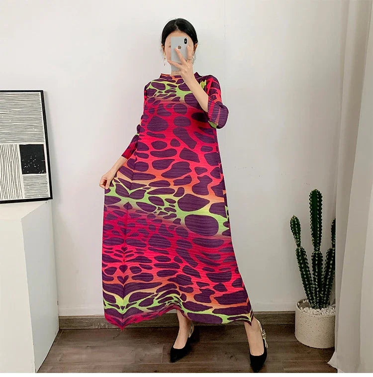 Printed Long Sleeved Dresses Elegant Women Clothing