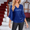 Grace Karin Fashion Women's Sparkle Sequin Party Blouse Tops Shimmer Glitter 3/4 Slit Sleeve Dressy Tops For Women Party Tunic