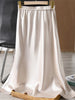 2024 Summer Elegant Ladies Club Maxi Skirt Korean Style Elastic Waist Satin Silk Skirts for Womans Plus Size Solid Skirt 6XL 7XL