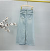 A- Line Embroidered Denim Skirt Women's 2024 Spring and Summer New High Waist All-Matching Split Rhinestone Midi Skirt