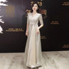 Sliver Bling Luxury Evening Women Dress V Neck Graduation Party Ball Gown Formal Banquet Ceremony Long Female Gala Robe Dresses