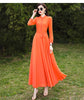 SD30 New High Quality Women's Summer  Orange Long Sleeve Chiffon  Maxi dress with full linning boho dress  dresses  women dress