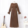 ZANZEA Elegant Fashion Women Maxi Sundress 2024 Autumn Long Dress Casual Pleated Long Sleeve Solid Color Party Vestidos Robe