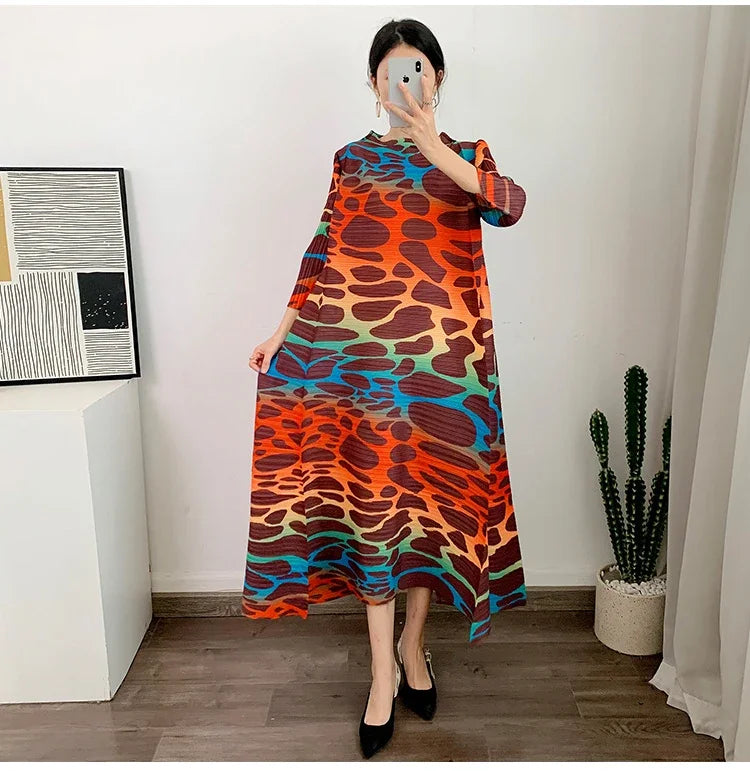 Printed Long Sleeved Dresses Elegant Women Clothing