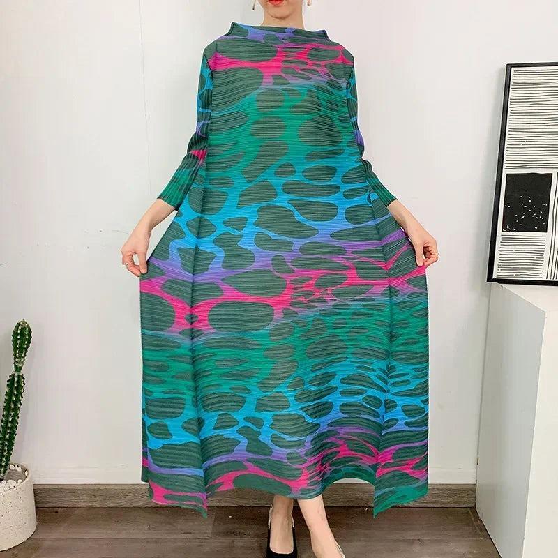 Printed Long Sleeved Dresses Elegant Women Clothing