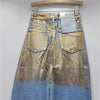 SuperAen Europe Fall 2024 New Heavy Industries Painted Gold Skirt Denim Skirt for Women